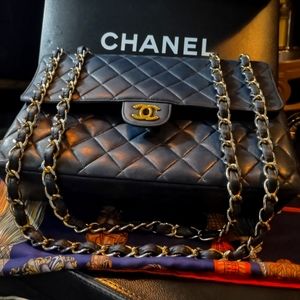 Vintage Limited Edition Chanel Double Flap Quilted Lambskin Maxi